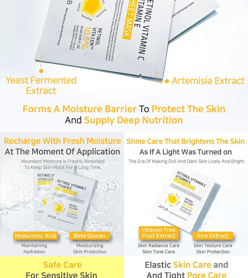 APLB - Retinol Vitamin C Vitamin E Sheet Mask